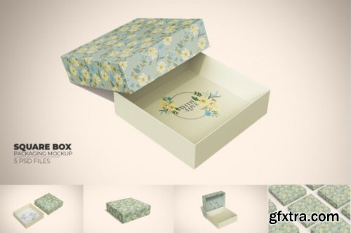  Square Box Packaging Mockup