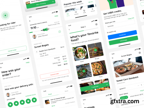 Premium Food / Restaurant Delivery Mobile App UI Kit for Figma