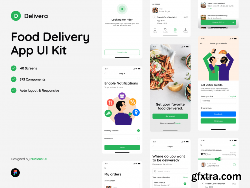 Premium Food / Restaurant Delivery Mobile App UI Kit for Figma