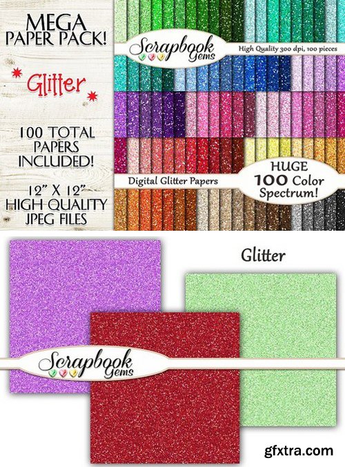 100 Colors Glitter Papers