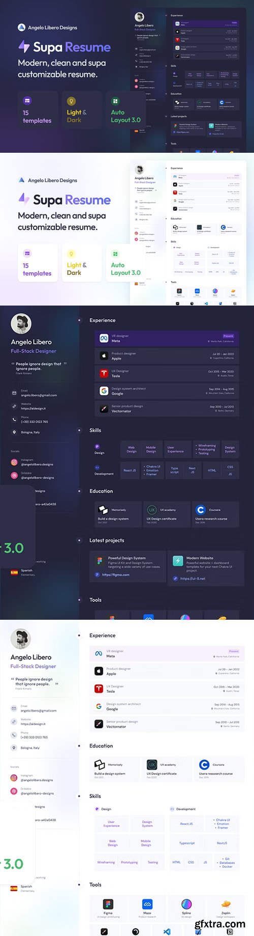 Supa Resume Template - Light & Dark Figma Templates
