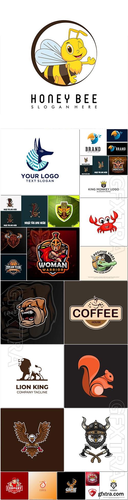 Mascot logo design set premium vector vol 35