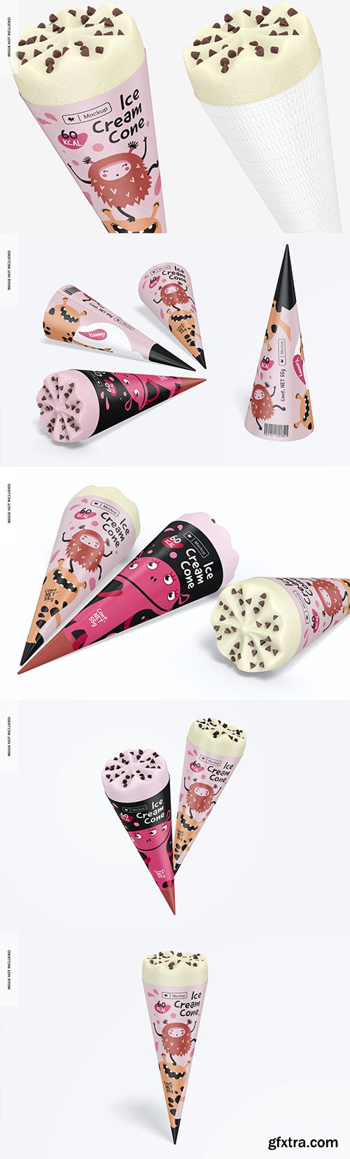 Ice cream paper cones mockup