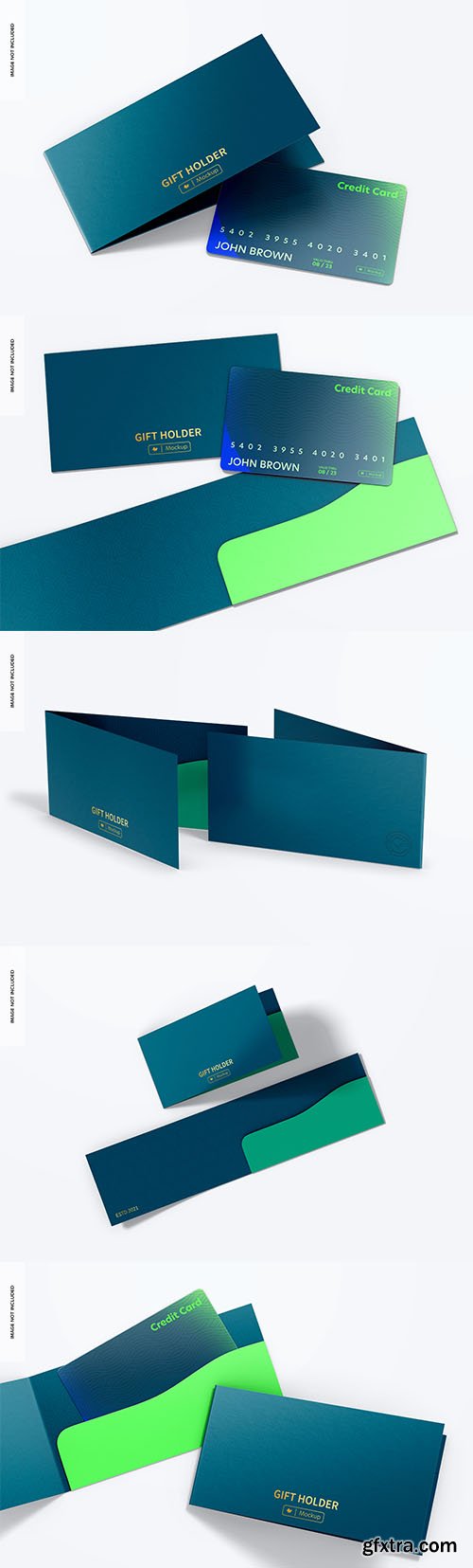 Horizontal gift card holders mockup