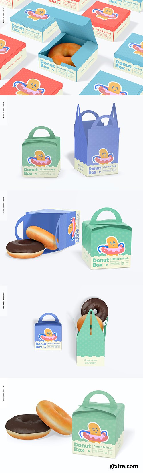 Donut box with handle mockup