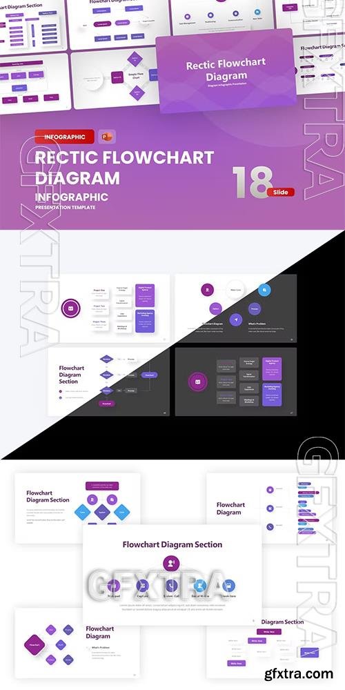 Rectic Flowchart Infographic PowerPoint Template A757YC7