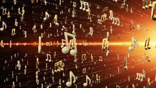 Videohive - Musical Notes Golden 4K Background - 36976222 - 36976222