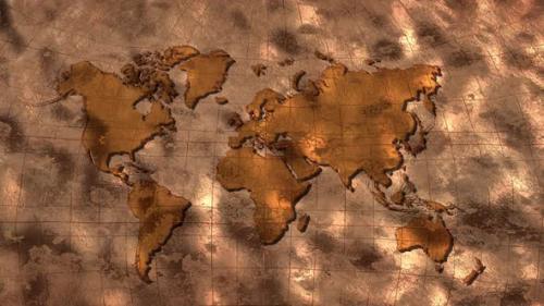 Videohive - Ancient Metalic World Map Loop - 36976755 - 36976755