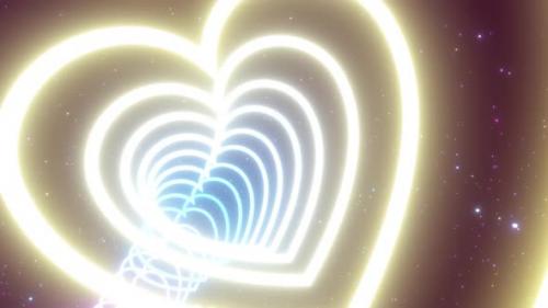 Videohive - Fast Flashing Neon Lights Heart Tunnel Glowing Roller Coaster Speed - 4K - 36997541 - 36997541