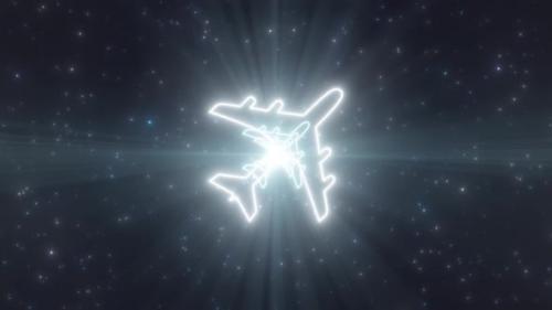 Videohive - Airplane Mode Icon Wifi Shape Outline Glow Neon Lights Tunnel Portal - 4K - 36997549 - 36997549
