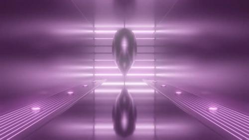 Videohive - Spinning Metallic Heart in Pink Glowing Neon Futuristic Mirror Room - 4K - 36997552 - 36997552