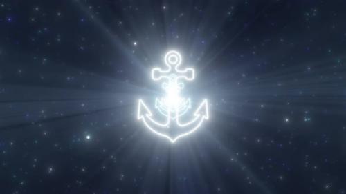 Videohive - Old Ship Anchor Nautical Sea Shape Outline Glowing Neon Lights Tunnel - 4K - 36997554 - 36997554