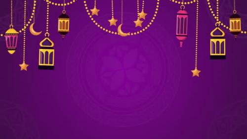 Videohive - Ramadan Background Purple Cartoon Lamp Lantern Eid Animation - 36948693 - 36948693