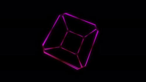 Videohive - Futuristic Neon 3d Cube Rotates on a Dark Background - 36948738 - 36948738