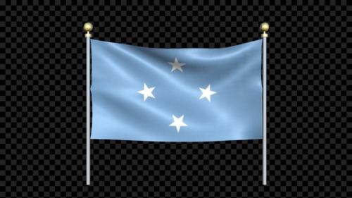 Videohive - Micronesia Federated States Flag Waving In Double Pole Looped - 36970730 - 36970730