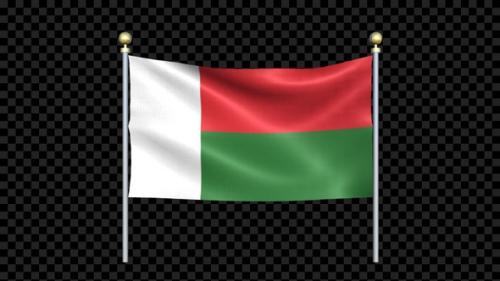 Videohive - Madagascar Flag Waving In Double Pole Looped - 36970731 - 36970731