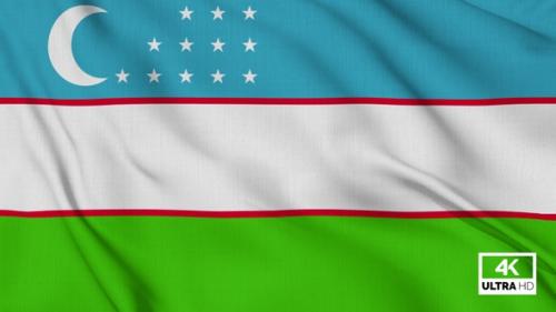 Videohive - Uzbekistan Flag Waving Slowly Looped - 36974040 - 36974040