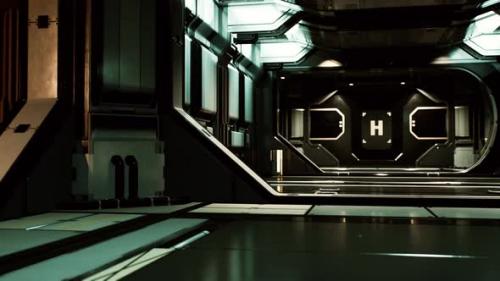 Videohive - Futuristic Interior of Spaceship Corridor with Light - 36974055 - 36974055