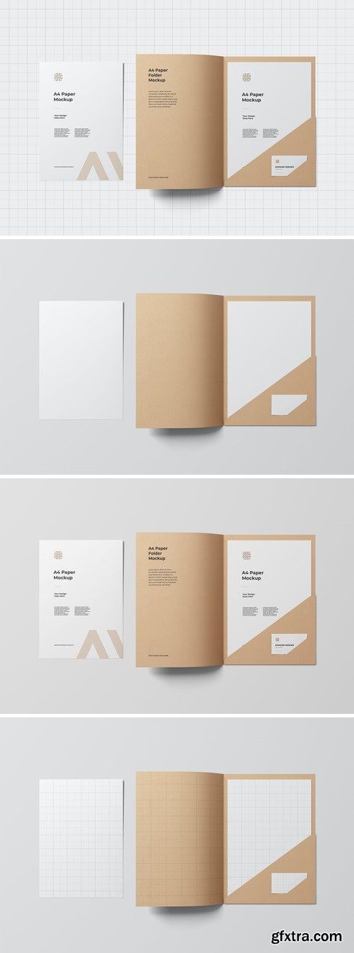 A4 Paper Folder Mockup With Business Card