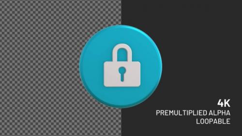 Videohive - Cyber Security Lock Rotating Loopable Badge with Alpha Channel 4K - 36748354 - 36748354