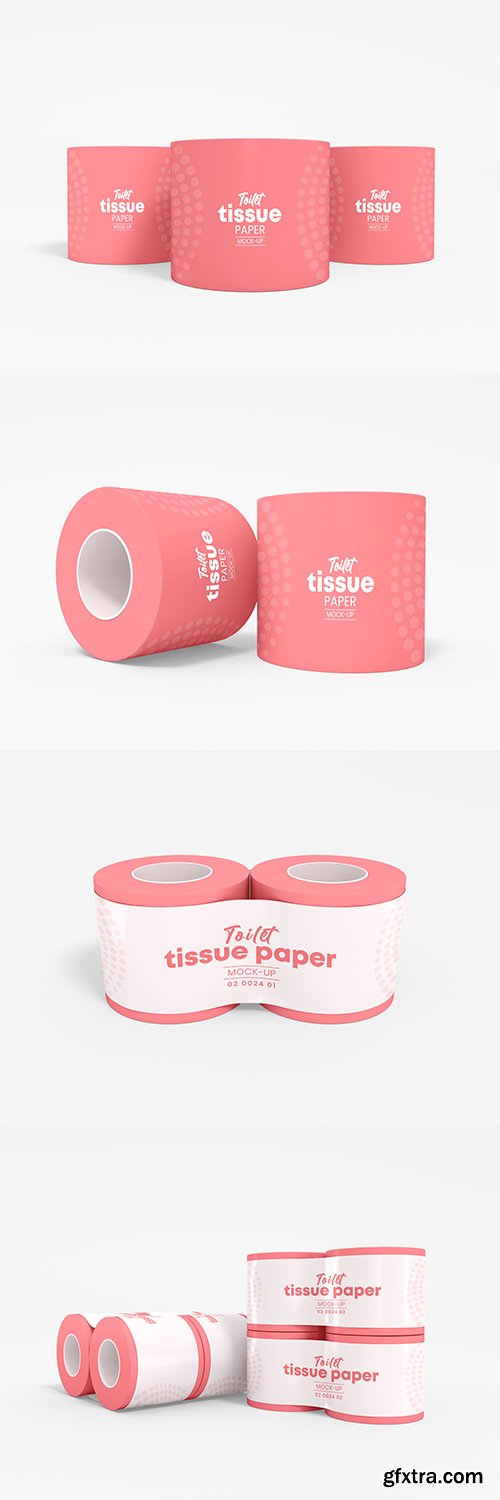 Toilet tissue paper roll packaging mockup