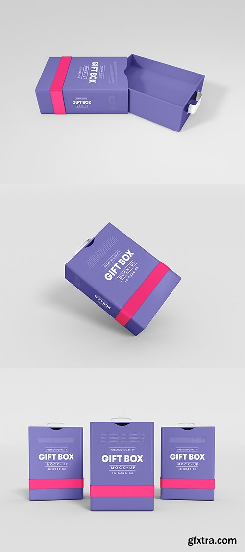 Paper gift box with cover sleeve mockup