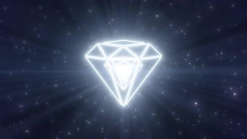 Videohive - Shining Crystal Gemstone Diamond Gem Shape Outline Neon Lights Tunnel - 4K - 36748897 - 36748897