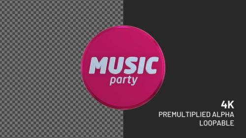 Videohive - Music Party Rotating Loopable Badge with Alpha Channel 4K - 36748352 - 36748352