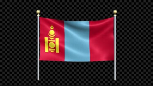 Videohive - Mongolia Flag Waving In Double Pole Looped - 36809364 - 36809364