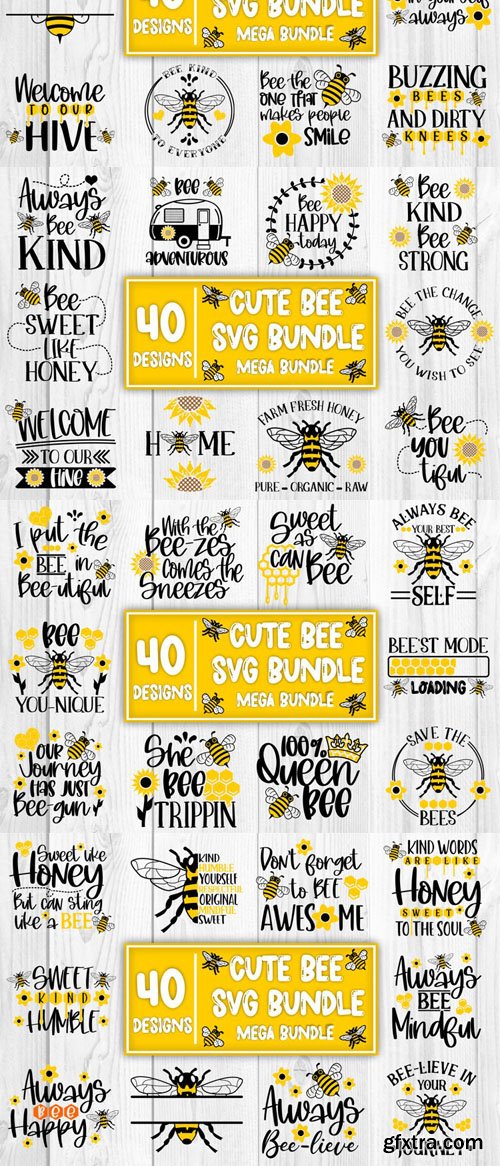 Bee SVG Mega - 40 Designs - Huge Bundle