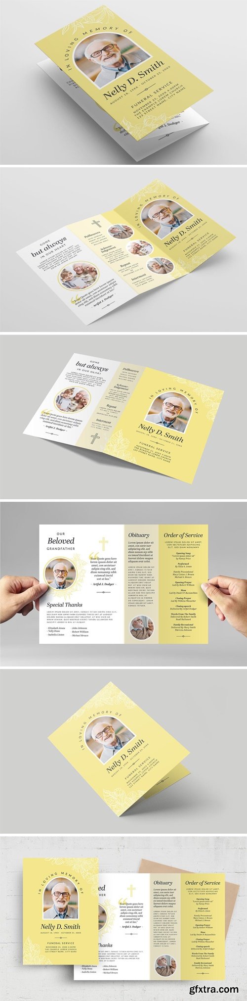 Yellow Funeral Program Template