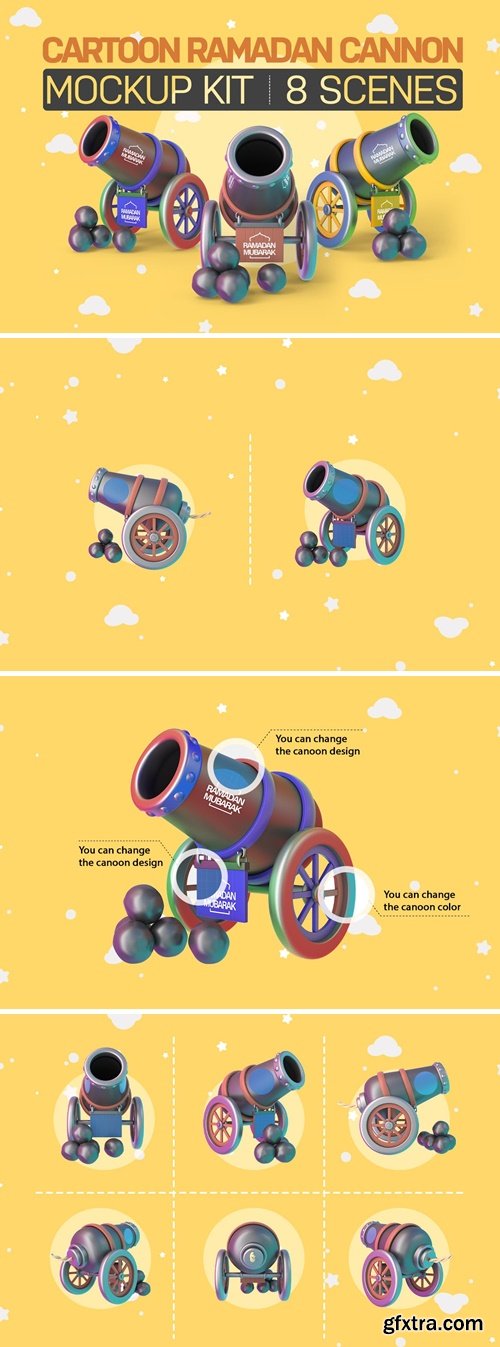 Cartoon Ramadan Cannon Mockup