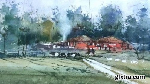 Beginners Watercolor Landscape Exercise: An Easy Step by Step Painting