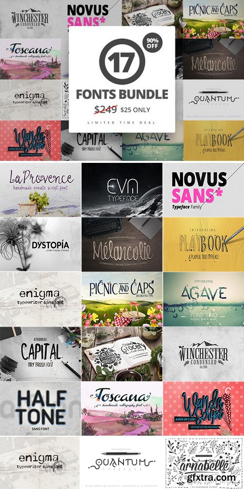 17 Fonts Bundle + Extras