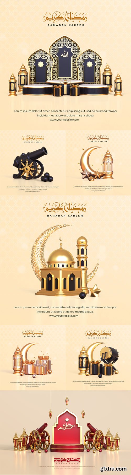 Realistic 3D Composition of Ramadan Greetings - PSD Templates Collection