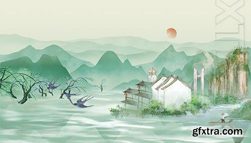 Psd Realistic Chinese Style Spring Background