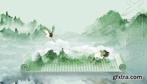 Psd Scroll Chinese Style Spring Background