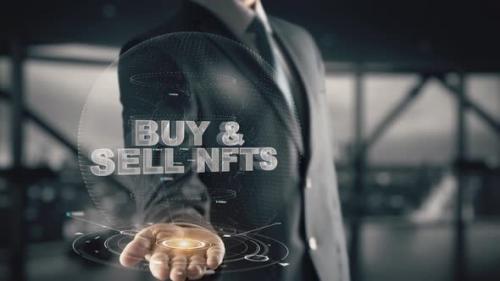 Videohive - Businessman with Buy Sell Nfts Hologram Concept - 37118793 - 37118793