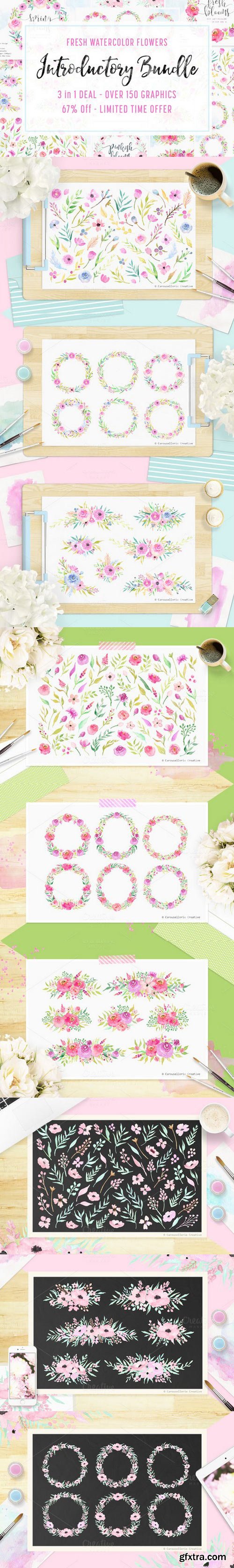 3 IN 1 Bundle - Watercolor Flowers