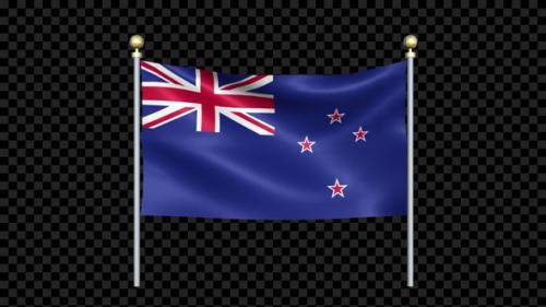 Videohive - New Zealand Flag Waving In Double Pole Looped - 37156203 - 37156203