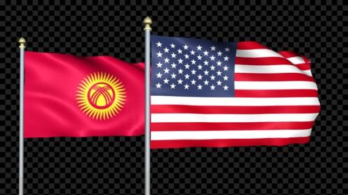 Videohive - Kyrgyzstan And United States Two Countries Flags Waving - 37164710 - 37164710