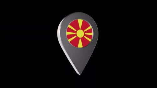 Videohive - 3d Animation Map Pointer With North Macedonia Flag With Alpha Channel - 2K - 37167267 - 37167267