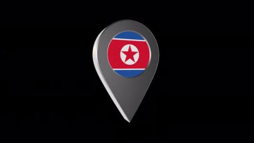 Videohive - 3d Animation Map Pointer With Norht Korea Flag With Alpha Channel - 4K - 37167269 - 37167269