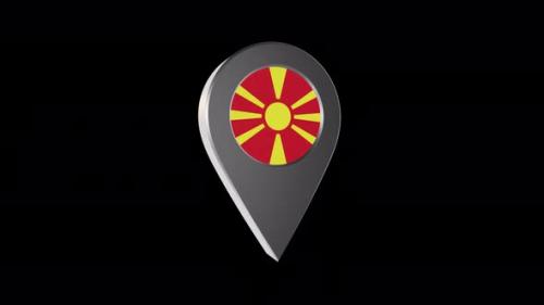 Videohive - 3d Animation Map Pointer With North Macedonia Flag With Alpha Channel - 4K - 37167272 - 37167272