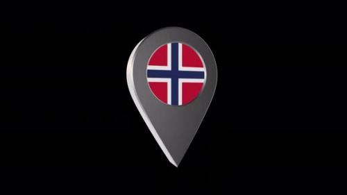 Videohive - 3d Animation Map Pointer With Norway Flag With Alpha Channel - 4K - 37167276 - 37167276