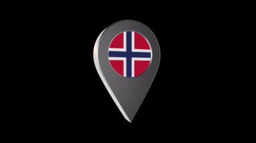 Videohive - 3d Animation Map Pointer With Norway Flag With Alpha Channel - 2K - 37167277 - 37167277