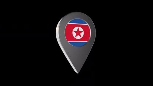 Videohive - 3d Animation Map Pointer With Norht Korea Flag With Alpha Channel - 2K - 37167278 - 37167278