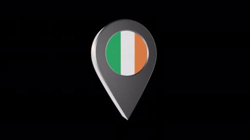 Videohive - 3d Animation Map Navigation Pointer With Ireland Flag With Alpha Channel - 4K - 37122188 - 37122188