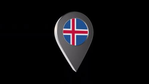 Videohive - 3d Animation Map Navigation Pointer With Iceland Flag With Alpha Channel - 2K - 37122194 - 37122194