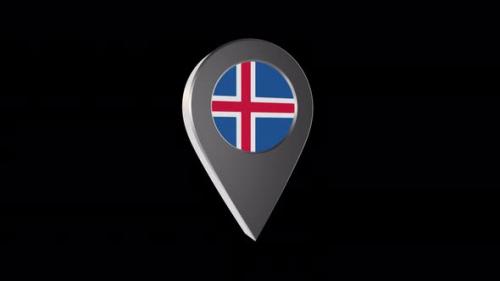 Videohive - 3d Animation Map Navigation Pointer With Iceland Flag With Alpha Channel - 4K - 37122203 - 37122203